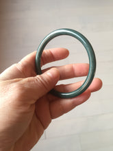 Load image into Gallery viewer, 55.5mm Certified Type A 100% Natural dark green/blue/gray with Guatemala slim round cut Jadeite bangle PH10-2340
