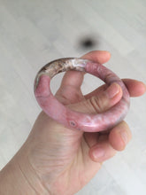 Load image into Gallery viewer, sold! Please don’t order. Thanks 53.4mm 100% natural chubby pink rose stone (Rhodonite) round cut bangle CB65
