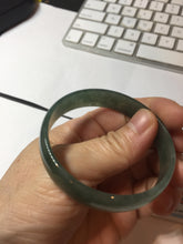 Load image into Gallery viewer, 51.7mm Certified type A 100% Natural oily dark green gray (油青) thin Jadeite Jade bangle PB273-1042
