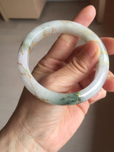 Load image into Gallery viewer, 卖了 56mm 100% Natural type A green white purple carved Plum Blossom golden-painted Jadeite Jade bangle PF16-2327
