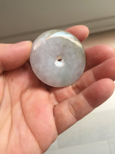 Load image into Gallery viewer, 40.6mm 100% Natural sunny green/purple/gray jadeite Jade Safety Guardian Button(donut) Pendant/worry stone F145
