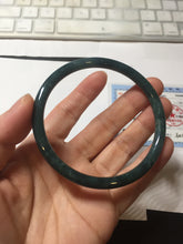 Load image into Gallery viewer, 60mm Certified Type A 100% Natural light green/blue/gray Guatemala slim round cut Jadeite bangle BP207-1015
