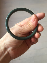 Load image into Gallery viewer, 55.5mm Certified Type A 100% Natural dark green/blue/gray with Guatemala slim round cut Jadeite bangle PH10-2340
