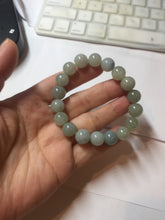 Load image into Gallery viewer, 10-10.5mm size 50-58mm 100% natural type A green gray jadeite jade beads bracelet AZ161
