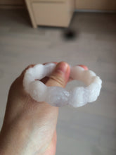 Load image into Gallery viewer, 55.8mm 100% natural white light pink purple carved flowers Quartzite (Shetaicui jade) bangle SY66
