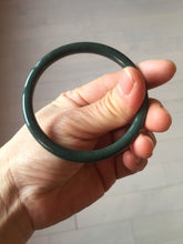 Load image into Gallery viewer, 55.5mm Certified Type A 100% Natural dark green/blue/gray with Guatemala slim round cut Jadeite bangle PH10-2340
