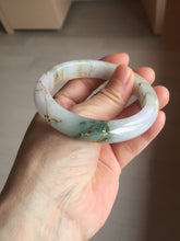 Load image into Gallery viewer, 卖了 56mm 100% Natural type A green white purple carved Plum Blossom golden-painted Jadeite Jade bangle PF16-2327
