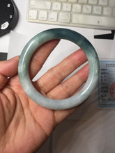 Load image into Gallery viewer, 57.5mm Certified Type A 100% Natural Dark Green Blue Gray Black Moonlit Ink (水墨月色) Round Cut Jadeite Jade Bangle BS150-0741
