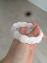 Load image into Gallery viewer, 55.8mm 100% natural white light pink purple carved flowers Quartzite (Shetaicui jade) bangle SY66
