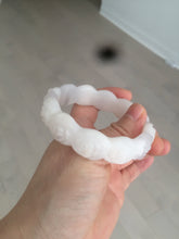 Load image into Gallery viewer, 55.8mm 100% natural white light pink purple carved flowers Quartzite (Shetaicui jade) bangle SY66
