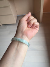 Load image into Gallery viewer, 51mm Certified Type A 100% Natural icy watery light green with green floating flowers thin Jadeite Jade bangle PJ56-1886
