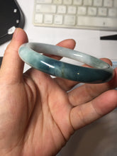 Load image into Gallery viewer, 57.5mm Certified Type A 100% Natural Dark Green Blue Gray Black Moonlit Ink (水墨月色) Round Cut Jadeite Jade Bangle BS150-0741
