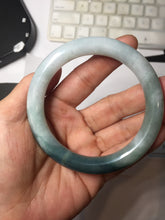 Load image into Gallery viewer, 57.5mm Certified Type A 100% Natural Dark Green Blue Gray Black Moonlit Ink (水墨月色) Round Cut Jadeite Jade Bangle BS150-0741
