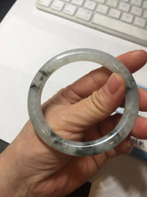 Load image into Gallery viewer, 54.7mm certified Type A 100% Natural icy watery light green with green floating flowers round cut Jadeite Jade bangle BK136-7343
