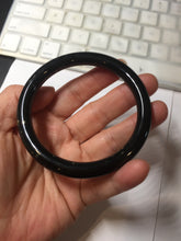 Load image into Gallery viewer, 58.4mm certified 100% Natural dark green/black meteorite round cut nephrite bangle HN134-0605

