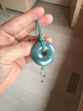 Load image into Gallery viewer, 27-33mm Type A 100% Natural dark green blue Guatemala Jadeite Safety Guardian Button donuts pendant BP179
