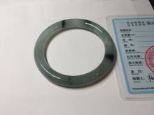 Load image into Gallery viewer, 55.5mm Certified Type A 100% Natural Dark Green Blue Gray Black Moonlit Ink (水墨月色) Round Cut Jadeite Jade Bangle AZ141-0759

