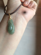 Load image into Gallery viewer, 100% Natural type A icy oily dark green Jadeite Jade seashell (福贝)  pendant F146
