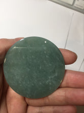 Load image into Gallery viewer, 52.5mm 100% natural blue/gray with fly snow Guatemala  jadeite jade Guanyin (观音) safe and sound pendant/worry stone/decor AA25
