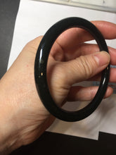 Load image into Gallery viewer, 62.8mm certified 100% Natural dark green/black meteorite round cut nephrite bangle HN133-0589
