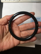 Load image into Gallery viewer, 62.8mm certified 100% Natural dark green/black meteorite round cut nephrite bangle HN133-0589
