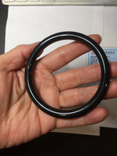 Load image into Gallery viewer, 62.8mm certified 100% Natural dark green/black meteorite round cut nephrite bangle HN133-0589
