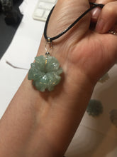Load image into Gallery viewer, Type A 100% Natural light green/white/purple jadeite Jade flower Pendant PB47
