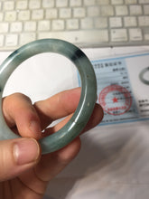 Load image into Gallery viewer, 55.5mm Certified Type A 100% Natural Dark Green Blue Gray Black Moonlit Ink (水墨月色) Round Cut Jadeite Jade Bangle AZ141-0759
