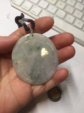 Load image into Gallery viewer, Type A 100% Natural light green/white carved plum blossoms and sika deer (Flowers all the way, 一路繁花)jadeite Jade Pendant  AA26
