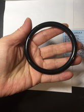 Load image into Gallery viewer, 62.8mm certified 100% Natural dark green/black meteorite round cut nephrite bangle HN133-0589
