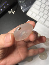 Load image into Gallery viewer, 27-32mm 100% natural icy clear light yellow/white/clear agate safety guardian donut pendant CB79
