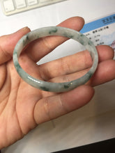 Load image into Gallery viewer, 51mm Certified Type A 100% Natural icy watery light green with green floating flowers thin Jadeite Jade bangle PJ57-1885
