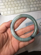 Load image into Gallery viewer, 55.5mm Certified Type A 100% Natural Dark Green Blue Gray Black Moonlit Ink (水墨月色) Round Cut Jadeite Jade Bangle AZ141-0759

