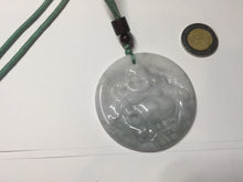 Load image into Gallery viewer, 100% Natural type A white light purple happy buddha jadeite Jade pendant AA27
