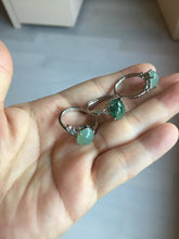 Load image into Gallery viewer, 100% natural type A icy watery green dark green four-prong jadeite jade ring group BP144
