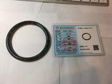 Load image into Gallery viewer, 62mm Certified 100% Natural Fresh Young Green/Dark Green/Black Green Ink Painting (绿水墨) Round Cut Nephrite (Wulanhai 乌兰海碧玉) Bangle HF133-7301
