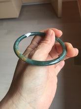Load image into Gallery viewer, 58.3mm Certified Type A 100% Natural dark green/blue/gray Guatemala slim round cut Jadeite bangle PF12-5875
