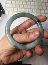Load image into Gallery viewer, 55.5mm Certified Type A 100% Natural Dark Green Blue Gray Black Moonlit Ink (水墨月色) Round Cut Jadeite Jade Bangle AZ141-0759
