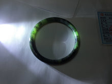 Load image into Gallery viewer, 62mm Certified 100% Natural Fresh Young Green/Dark Green/Black Green Ink Painting (绿水墨) Round Cut Nephrite (Wulanhai 乌兰海碧玉) Bangle HF133-7301
