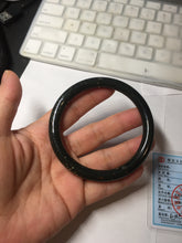Load image into Gallery viewer, 60mm certified 100% Natural dark green/black meteorite round cut nephrite bangle HN132-0606
