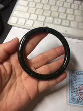 Load image into Gallery viewer, 60mm certified 100% Natural dark green/black meteorite round cut nephrite bangle HN132-0606
