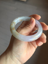 Load image into Gallery viewer, 53.5mm certified 100% Natural type A icy watery light green purple brown carved branches and flowers and golden-painted Jadeite Jade bangle PH198
