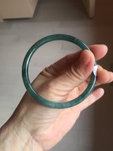 Load image into Gallery viewer, 58.3mm Certified Type A 100% Natural dark green/blue/gray Guatemala slim round cut Jadeite bangle PF12-5875
