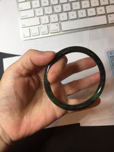 Load image into Gallery viewer, 62mm Certified 100% Natural Fresh Young Green/Dark Green/Black Green Ink Painting (绿水墨) Round Cut Nephrite (Wulanhai 乌兰海碧玉) Bangle HF133-7301
