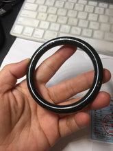 Load image into Gallery viewer, 60mm certified 100% Natural dark green/black meteorite round cut nephrite bangle HN132-0606
