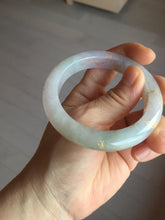 Load image into Gallery viewer, 53.5mm certified 100% Natural type A icy watery light green purple brown carved branches and flowers and golden-painted Jadeite Jade bangle PH198
