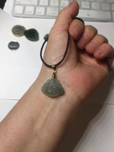 Load image into Gallery viewer, 100% Natural type A icy watery dark green(老油青) happy Buddha jadeite pendant BP178
