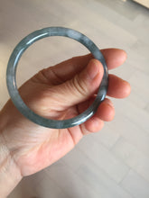Load image into Gallery viewer, 58.5mm Certified Type A 100% Natural dark green/blue/gray Guatemala slim round cut Jadeite bangle PH7-2347
