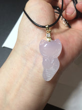 Load image into Gallery viewer, 100% natural icy transparent White/clear Chalcedony fox pendant CB80
