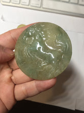 Load image into Gallery viewer, 100% Natural type A green jadeite Jade horse pendant worry stone AA28
